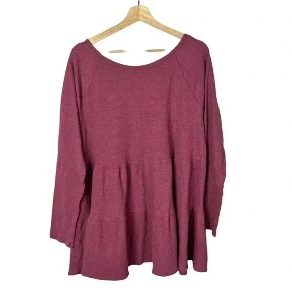 American Eagle AEO Purple Waffle Knit Tiered Long Sleeve L - Picture 2 of 4